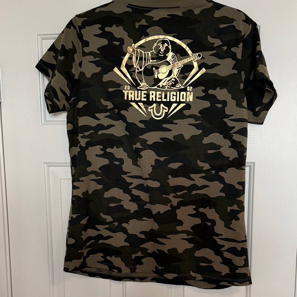 True Religion Women's Camo V-Neck Tee